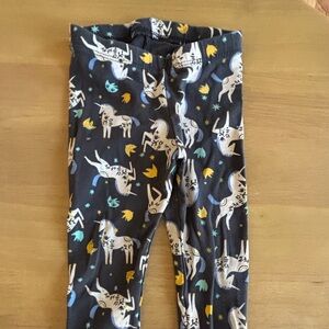 Cat & Jack Black Unicorn Print Leggings with Yellow & Teal Accents